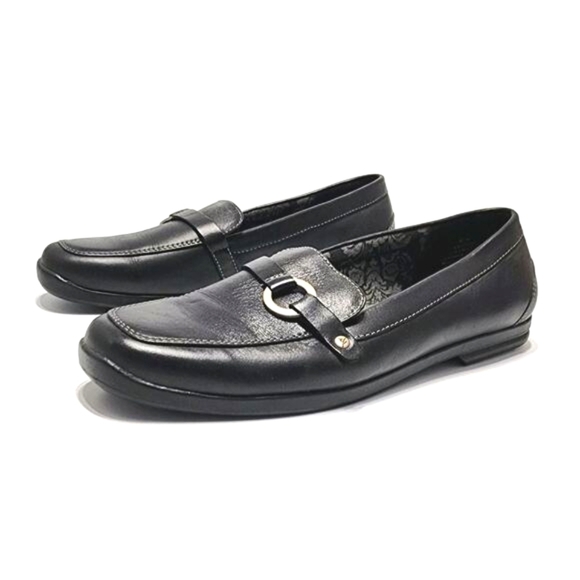 Grasshoppers Women's Black Leather Comfort Flats Size 8.5 Business Casual Loafer - Picture 3 of 8